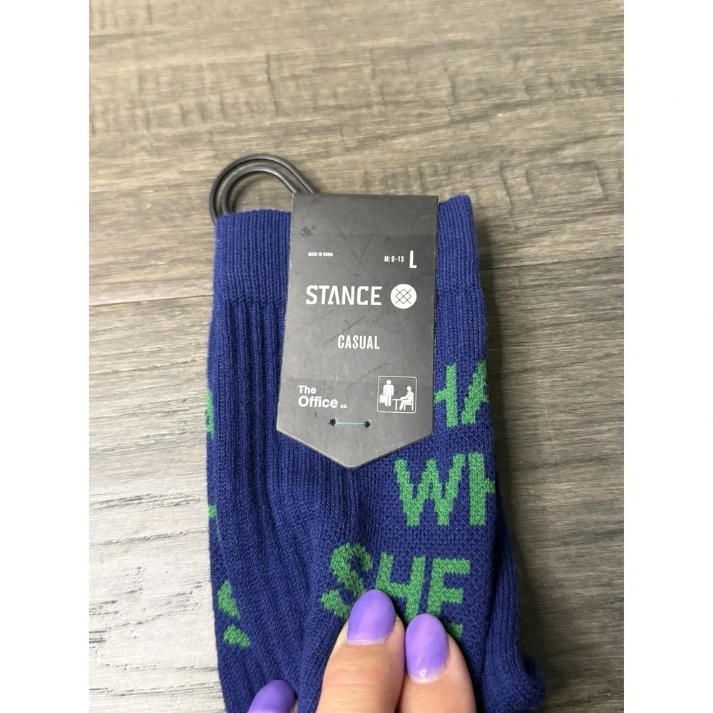 Stance The Office Men's Crew Socks Blue/Green L (M 9-13) 